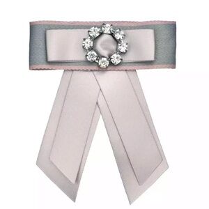 Ribbon and rhinestone brooch